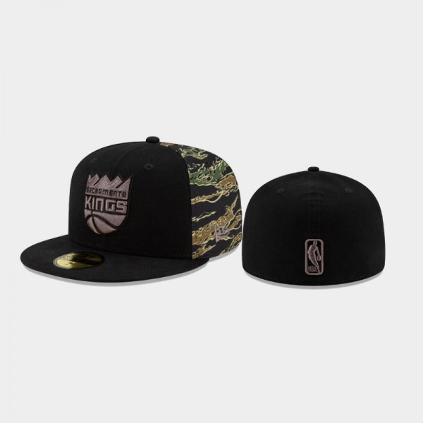 Sacramento Kings Men's Camo Panel 59FIFTY Fitted Hat - Black